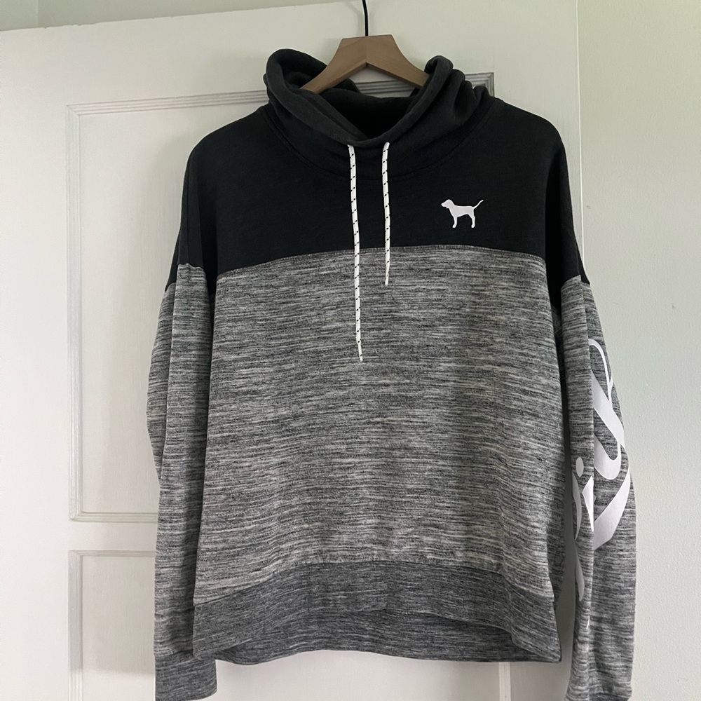 Victoria’s Secret pink brand Black and Gray Hoodie with Dog Logo